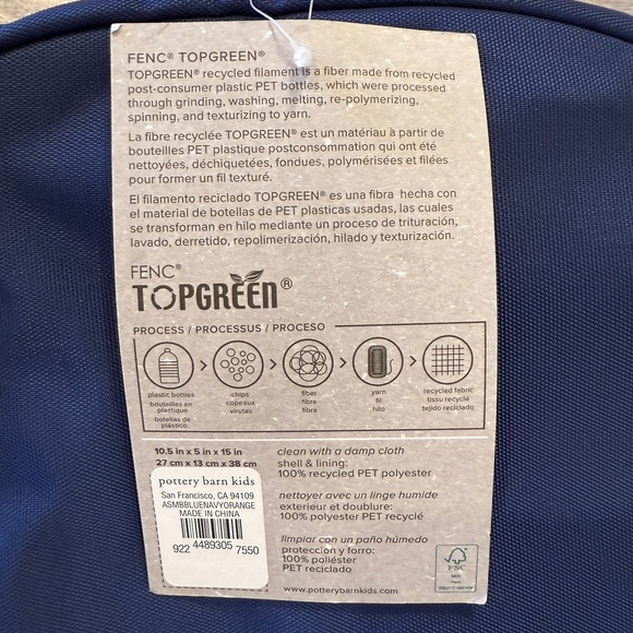 Pottery Barn Kids NWT Astor Collection Small Backpack Blue Navy & Orange - Picture 4 of 5